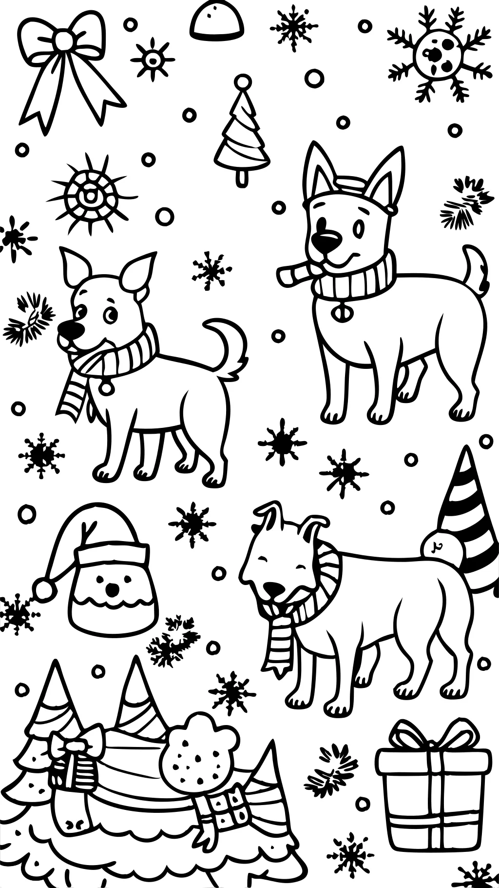 Paginas para colorear perros de Navidad